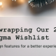 Piece of paper with the typed text, Unwrapping Our 2024 Figma Wishlist. Design features for a better experience.