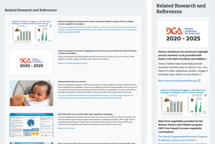 Product pages contain links to research studies and related resources