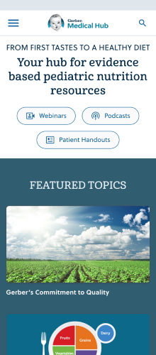 Gerber Medical Hub homepage with featured articles and topics