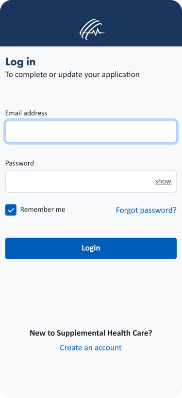Desktop and mobile screen asking users to login with their email address and password. Users can also create a new account.