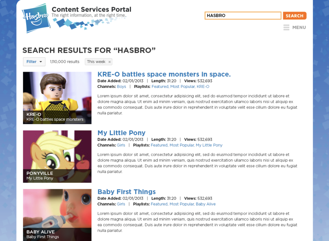 search result page for hasbro